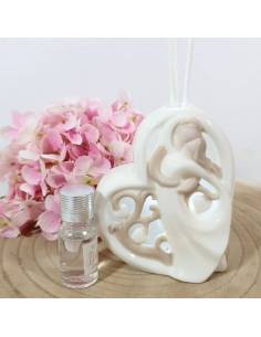 Bomboniere Battesimo profumatori innamorati cuore led porcellana
