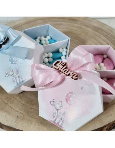 Scatoline portaconfetti Battesimo Bamby personalizzate