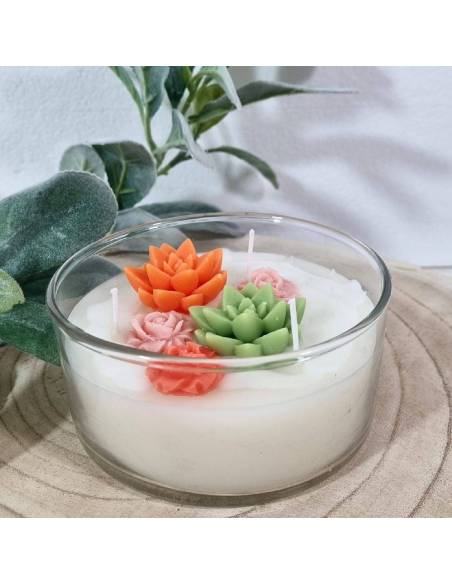 Candele bomboniere piante grasse colorate 3 stoppini
