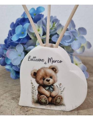 Bomboniera orsetto profumatore cuore personalizzato| Sindy Bomboniere