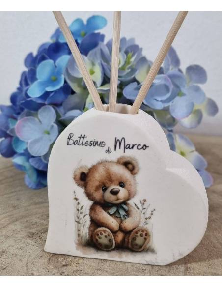 Bomboniera orsetto profumatore cuore personalizzato| Sindy Bomboniere