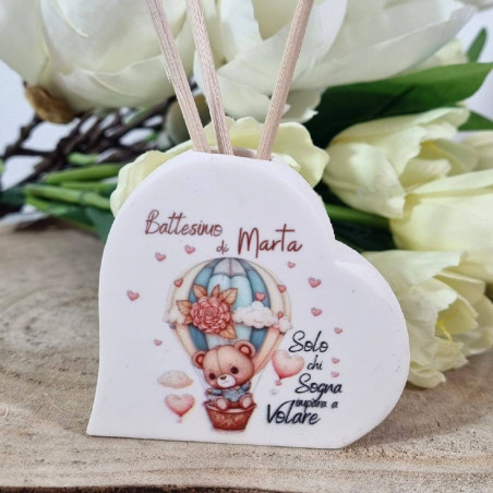Bomboniere Battesimo personalizzate profumatore mongolfiera orsetto
