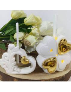 Bomboniere matrimonio profumatori cuore dorati effetto specchio