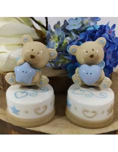 Bomboniere carillon orsetti stella cuore battesimo maschietto