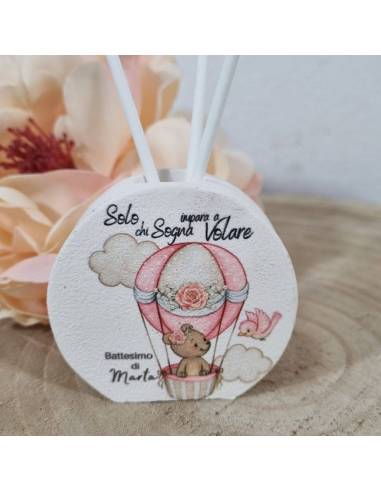 Bomboniere Battesimo profumatori orsetti mongolfiera bimba