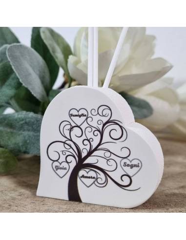 Profumatori per bomboniere cuore con scritte confezione inclusa