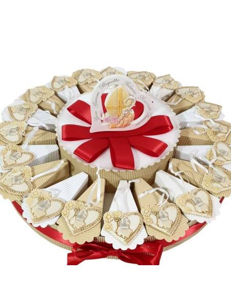 Torta bomboniere Cresima icona sacra cuore pendente