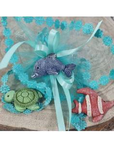 Sacchetti portaconfetti per bomboniere Battesimo animaletti marini