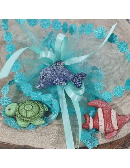Sacchetti portaconfetti per bomboniere Battesimo animaletti marini