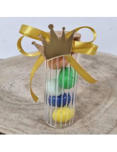 Bomboniera principessa corona dorata con provetta