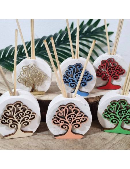 Profumatore a forma di albero della vita stilizzato in diversi colori ideali per ogni evento