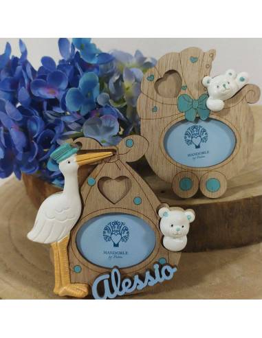 Bomboniere Battesimo portafoto cavalluccio a dondolo bimbo