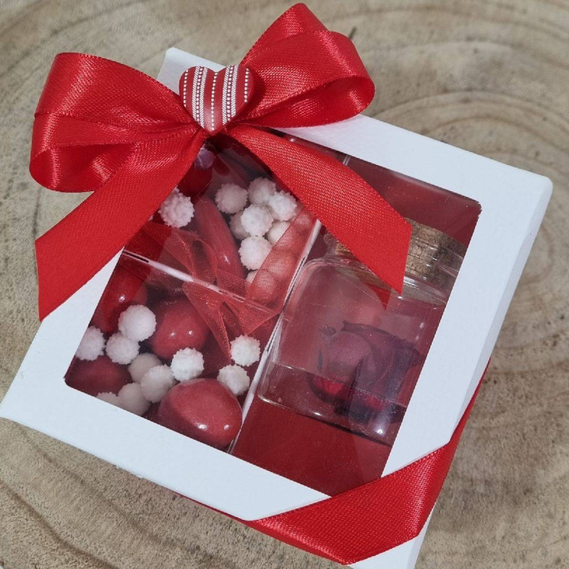 Bomboniere Rose stabilizzate rosse scatola degustazione confetti