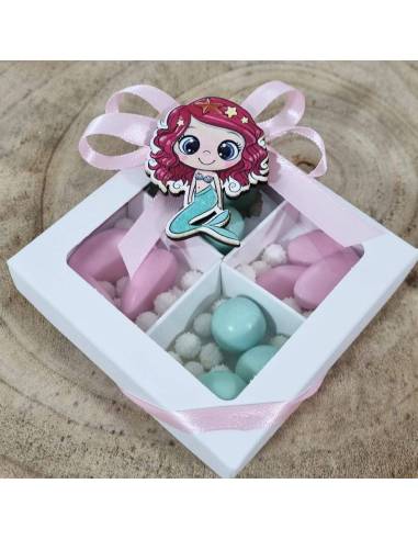 Bomboniere Sirenetta Ariel calamita con scatola degustazione confetti