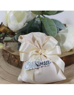 Sacchetti Cresima portaconfetti scritta argentata