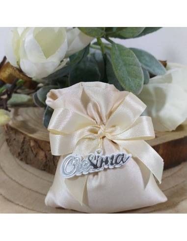 Sacchetti Cresima portaconfetti scritta argentata