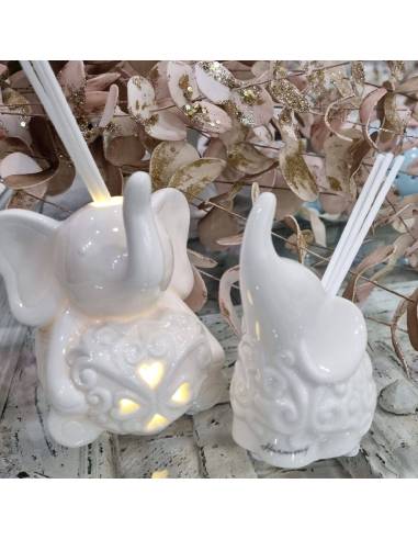 Harmony bomboniere profumatori elefante ceramica bianca