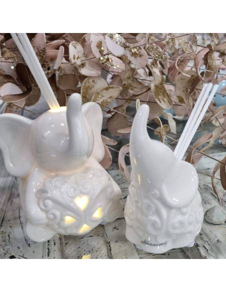 Harmony bomboniere profumatori elefante ceramica bianca