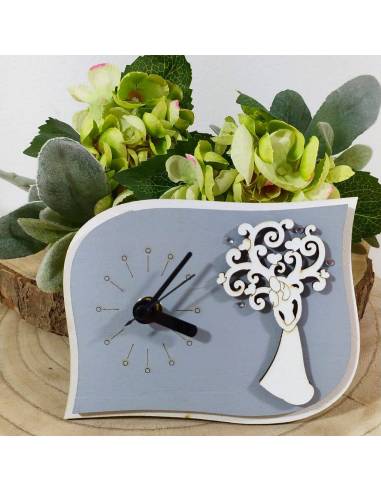 Bomboniera originale per matrimonio OROLOGIO con sposi albero della vita in rilievo anniversario sposi