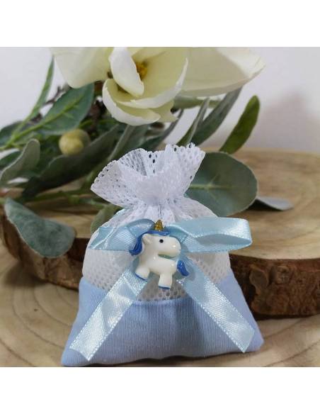 Sacchetti portaconfetti nascita battesimo maschio unicorno
