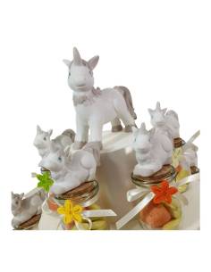 Torta bomboniera animaletti unicorno vasetti portaconfetti 2