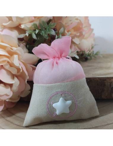 Sacchetti portaconfetti battesimo bimba stellina bianca 21pz