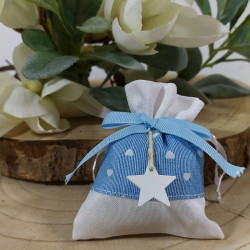 Sacchettini portaconfetti battesimo bicolore pendente stella 21pz