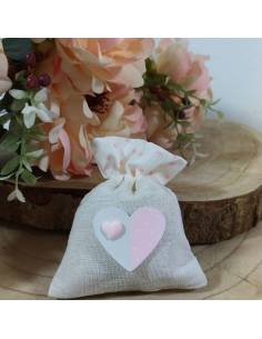 Sacchettini portaconfetti nascita bimba cuore bicolore 20pz