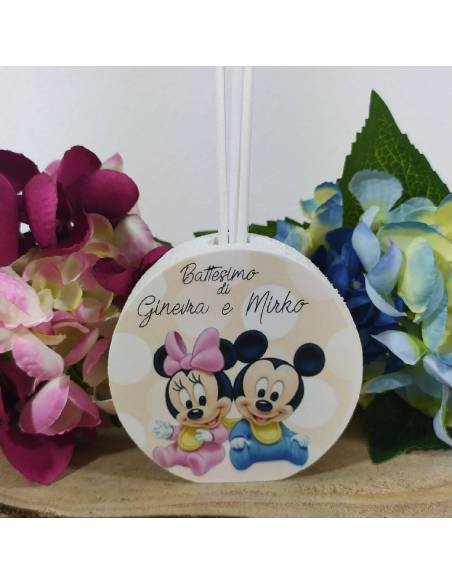 Bomboniere Battesimo Minnie e Topolino per gemelli personalizzati