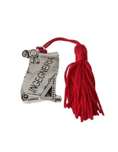 Pergamena laurea ingegneria portachiavi e nappina rossa per confezionare bomboniere fai da te