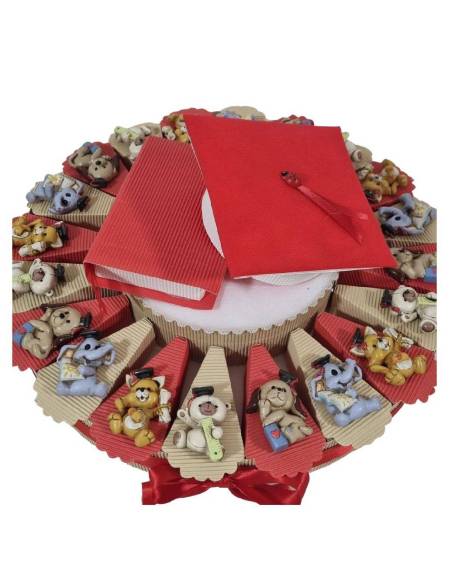 Torta bomboniere laurea animaletti magnete laureati