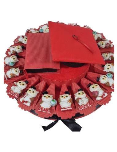 Torta bomboniere per Laurea gufetti magneti