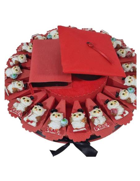 Torta bomboniere per Laurea gufetti magneti