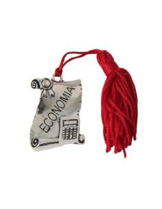 Targhetta laurea in Economia con nappina rossa