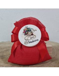 Bomboniere laurea medicina magnete con tocco e stetoscopio ragazza