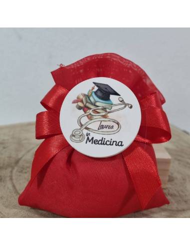 Bomboniere laurea medicina stetoscopio calamita ceramica ragazzo