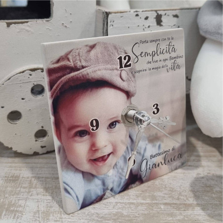 Bomboniere Battesimo bimbo particolare orologio con foto