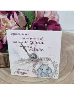 Bomboniere Battesimo bimba personalizzate elefantino orologio