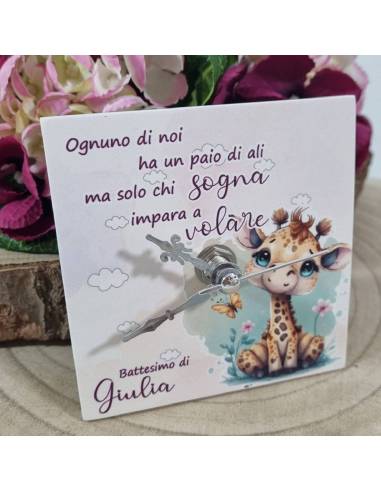 Bomboniere Battesimo bambina giraffa orologio personalizzato
