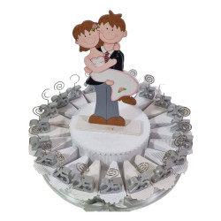 TORTA BOMBONIERE PER ANNIVERSARIO 25 CLIP NOZZE D ' ARGENTO TOPPER SPOSI 2