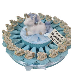 Torta bomboniere Battesimo bimbo cavalluccio a dondolo animaletti unicorno