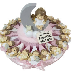 Torta bomboniere angioletti magneti misti battesimo nascita BIMBA