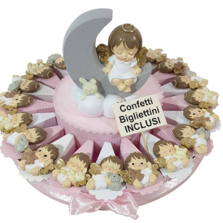 Torta bomboniere angioletti magneti misti battesimo nascita BIMBA