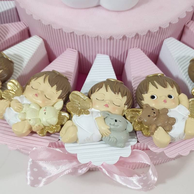 Torta bomboniere angioletti magneti misti battesimo nascita BIMBA