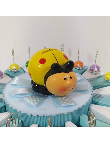 TORTA BOMBONIERA COCCINELLA CLIP COLOR BOMBONIERA NASCITA BATTESIMO COMUNIONE CRESIMA COMPLEANNO