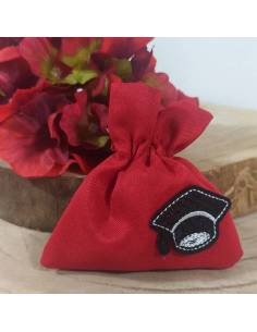 Sacchetti laurea rossi tocco nero in stoffa