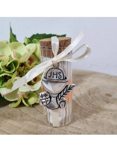 Barattolo bomboniera in Vetro con coperchi in Sughero Comunione con pendente calice