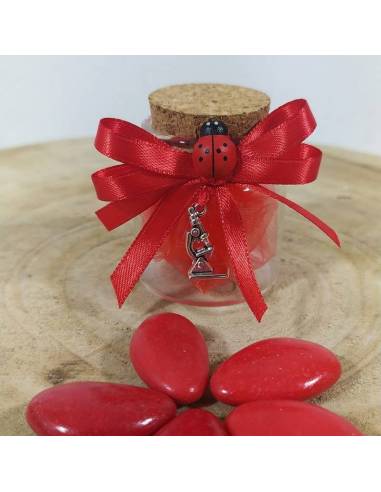 Vasetto barattolo in vetro con pendente microscopio bomboniere laurea biologia chimica