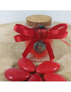 BOMBONIERA VASETTO LAUREA geografia mappamondo in zinco coccinella