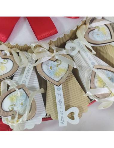 Torta bomboniera per Cresima con portachiavi cuore|Sindy Bomboniere|